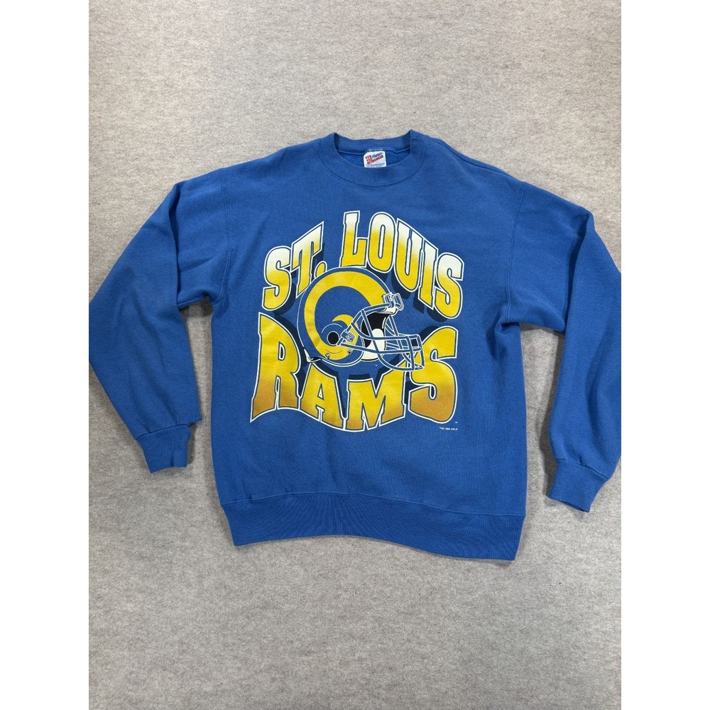 Los Angeles Rams Sweatshirt Mens Large Blue Hanes Football NFL Graphic Crew Neck